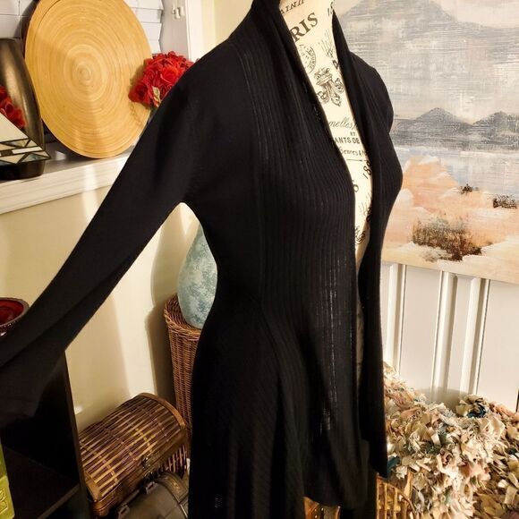 Kensar Classic Black Stylish Duster Cardigan Sz S - Picture 5 of 13